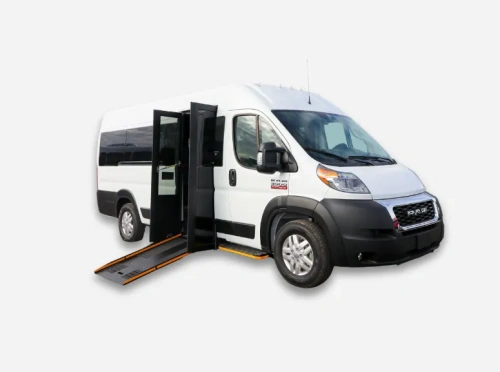 Wheelchair accessible van in white